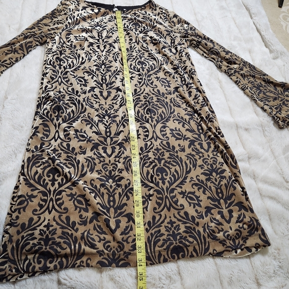 Velvet arabesque design shift dress with trumpet sleeves sz medium large xl - Picture 6 of 13